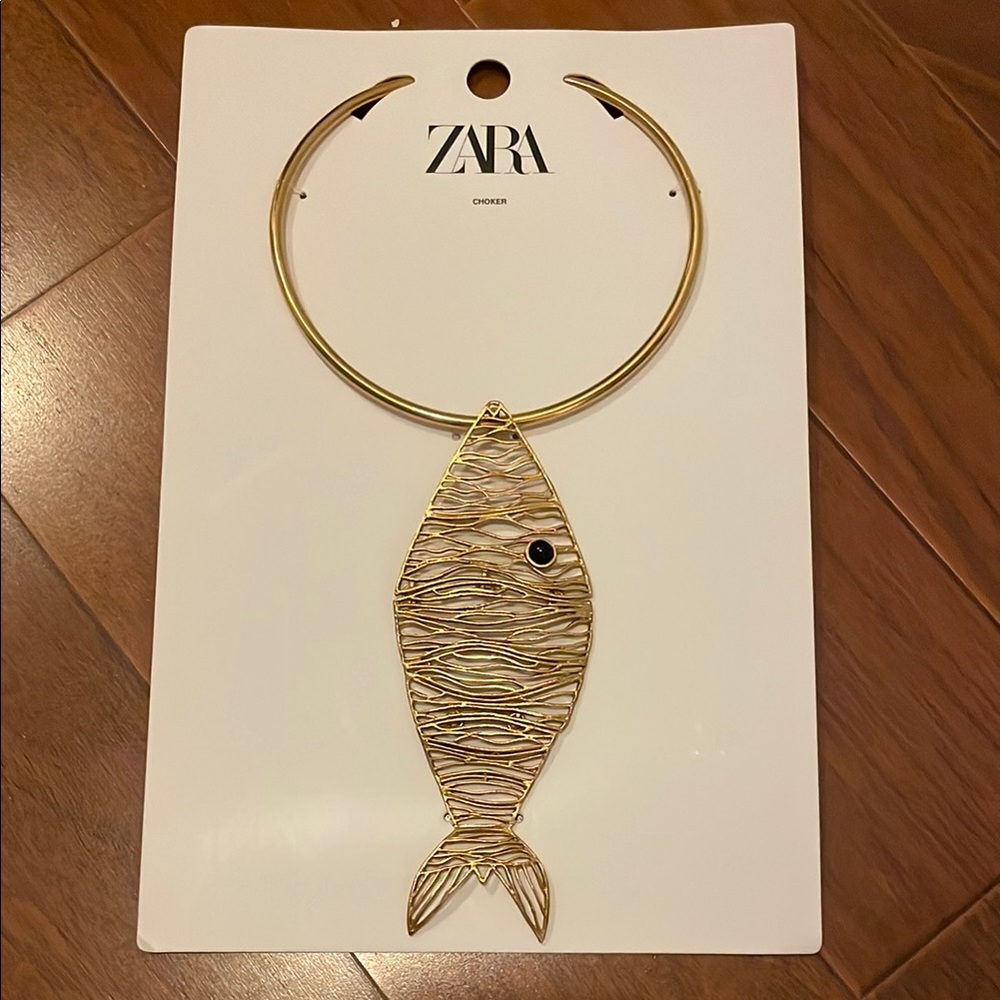 Zara Gold Artistic Fish Necklace/ Choker
